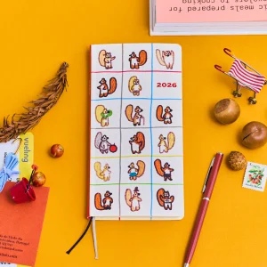 100%ORANGE Squirrel’s Moving Day Weeks Hardcover Book / Weekly Horizontal / ENG or JPN edition / Jan or Apr start / Mon start